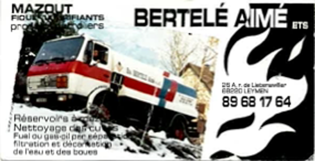 Première carte de visite Bertelé Aimé